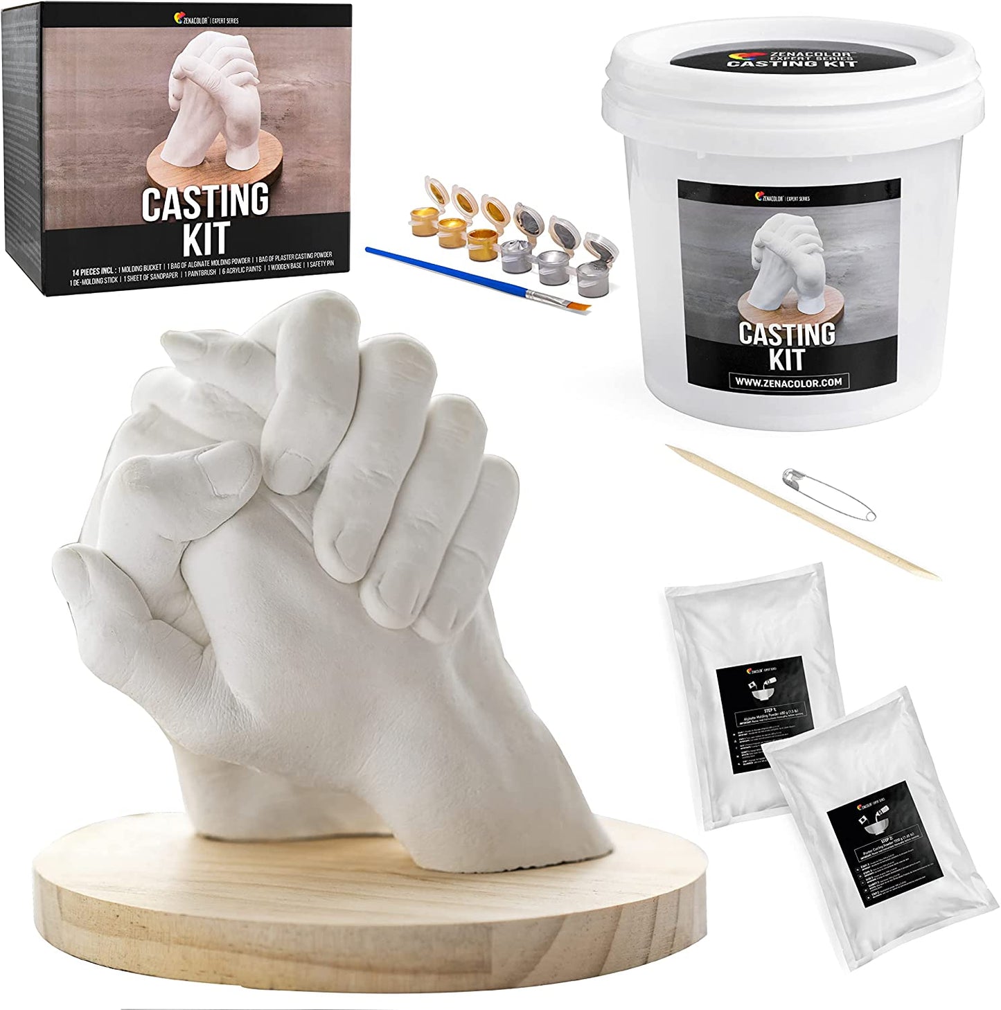 Complete Hand Casting Kit for Couples | for Her | DIY Kits for Adults | Casting Kit with Alginate Molding Powder | Wedding Gifts | Hand Mold Kit Couples | Zenacolor image 0
