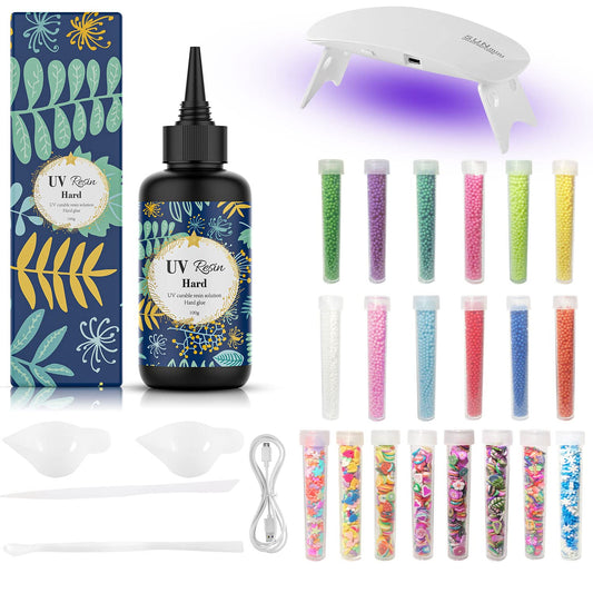 UV Resin Kit with Light -100g Upgraded Crystal Clear Hard for UV Resin Casting DIY Kits Ultraviolet Curing Resin,UV Resin Set Supplies Art Crafts DIY Necklace Pendant Jewelry Making image 0