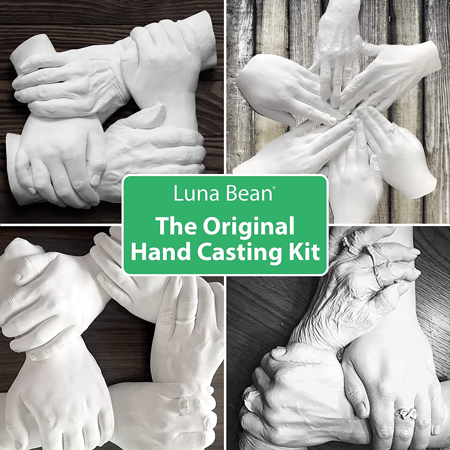 Luna Bean Intertwined Family Size Plaster Hand Mold Casting Kit - Perfect for Adults &amp; Kids DIY Kits - (Cast up to 6 Hands) image 2