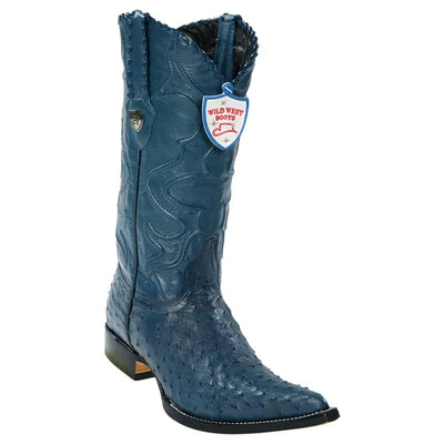 WILD WEST BOOTS #2950314 MEN'S | COLOR BLUE JEAN | MEN'S WILD WEST FULL QUILL OSTRICH 3X TOE BOOTS HANDCRAFTED image 0
