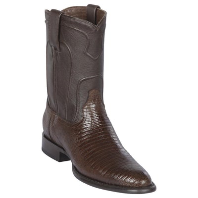 LOS ALTOS BOOTS MENS #690707 ROPER STYLE | GENUINE LIZARD SKIN BOOTS HANDCRAFTED | COLOR BROWN image 0