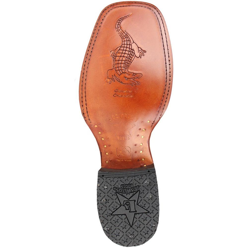 Los Altos Boots Mens #822G0251 Wide Square Toe | Genuine Caiman Hornback Leather Boots | Color Honey | Greasy Finish image 1