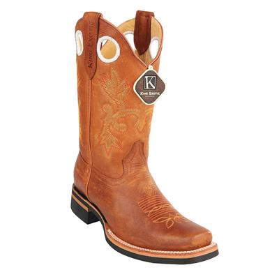 MEN'S KING EXOTIC BOOTS GENUINE LEATHER SQUARE TOE HANDCRAFTED COGNAC (48152703) image 0