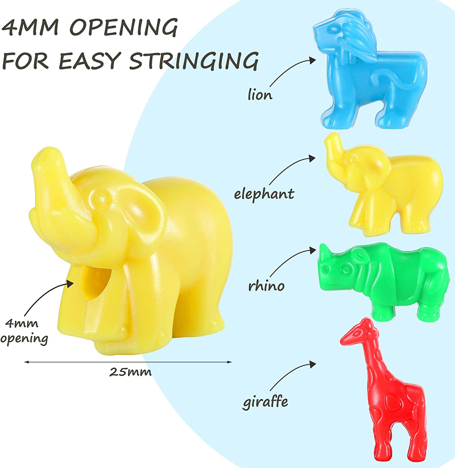 180 Pcs Animal Shaped Beads Zoo Animal Pony Bead Charms Plastic Colorful Craft Beads 0.66 Pounds with Various Animal Design for Kids DIY Jewelry Craft Making Necklace Bracelet Supplies image 1