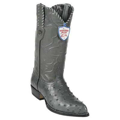 WEST BOOTS #2990309 MEN'S | COLOR GRAY | MEN'S WILD WEST FULL QUILL OSTRICH J TOE BOOTS HANDCRAFTED image 0