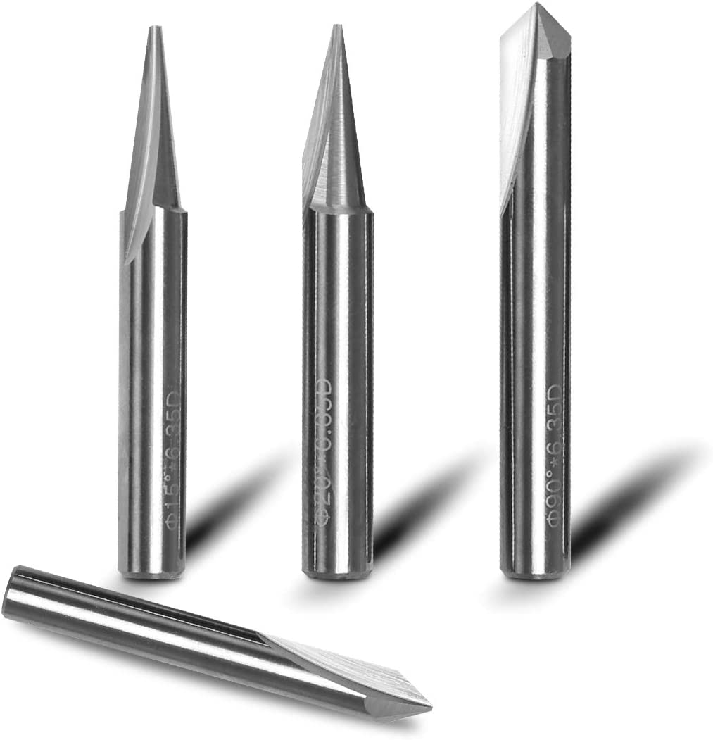 Engraving Bits, 2 Flutes Straight CNC V-bit 1/4 Inch Shank Marking Conical Engraving Router Tool for Steel Aluminum Brass MDF Wood by SILIVN - Tungsten Steel image 4