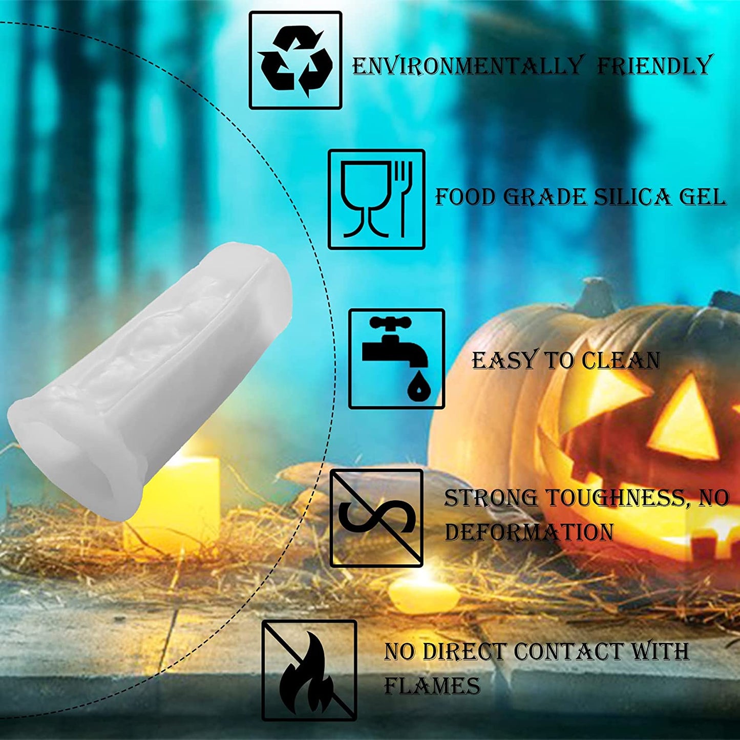 3D Skull Candle Mold Column Halloween Silicone Resin Mold for Aromatherapy Candles Resin Casting Homemade Wax Making Polymer Clay DIY Craft image 3