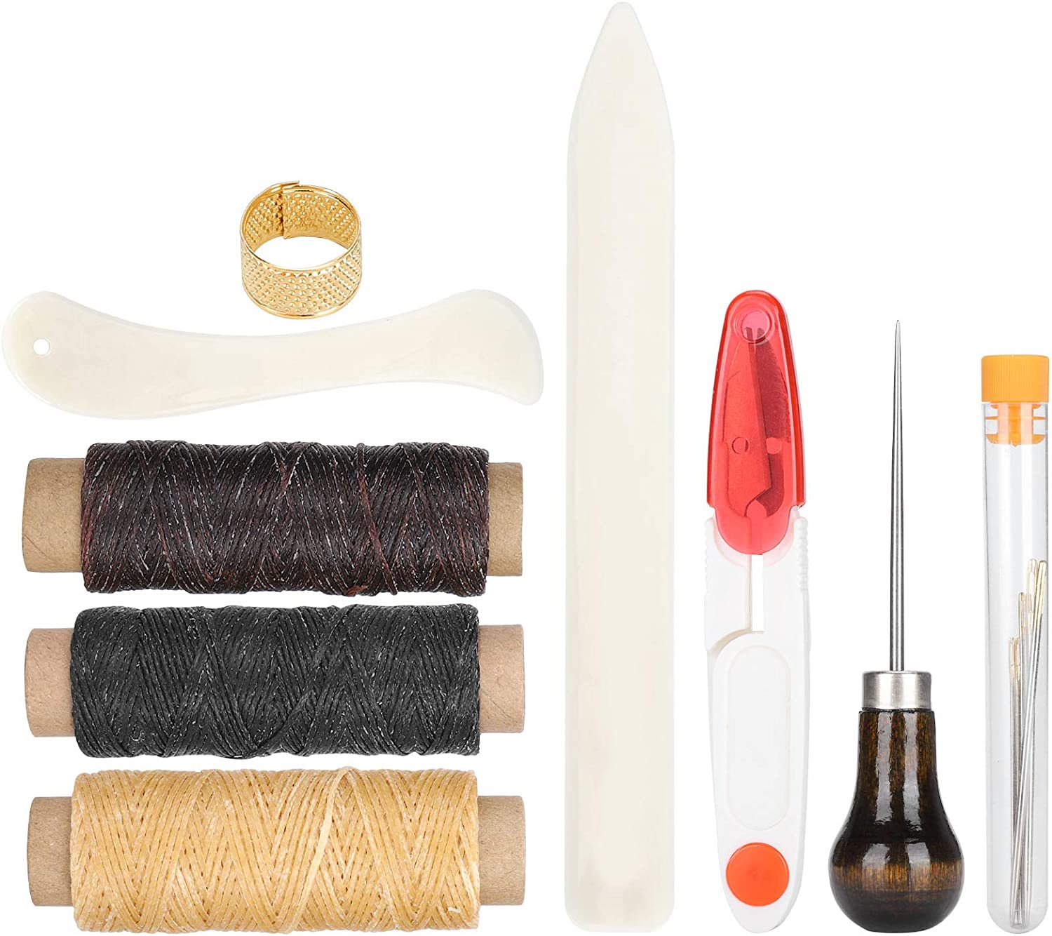 CUTULAMO Leather Tools, Sewing Kit Leather Sewing Tools Leather Craft DIY Tool Portable for Leather Work for Home image 1