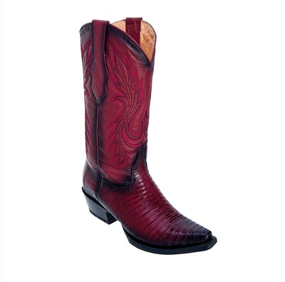 WOMEN'S LOS ALTOS SNIP TOE TEJU LIZARD BOOTS HANDMADE | COLOR BURNISHED BURGUNDY (34D0743) image 0