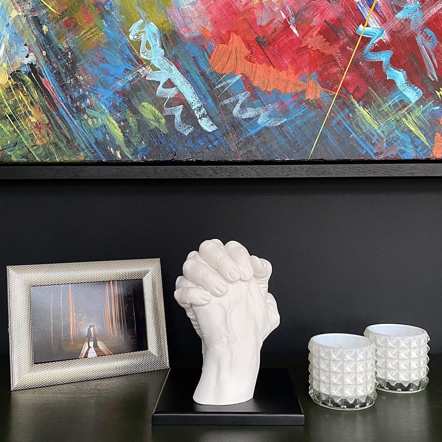 Pendle &amp; Birdie Hand Casting Kit - A Complete Premium Craft Gift to Create a Two-Hand Couples Sculpture Keepsake. Large Kit incl. an Elegant Stand, Plaster &amp; Colour Changing Alginate image 4