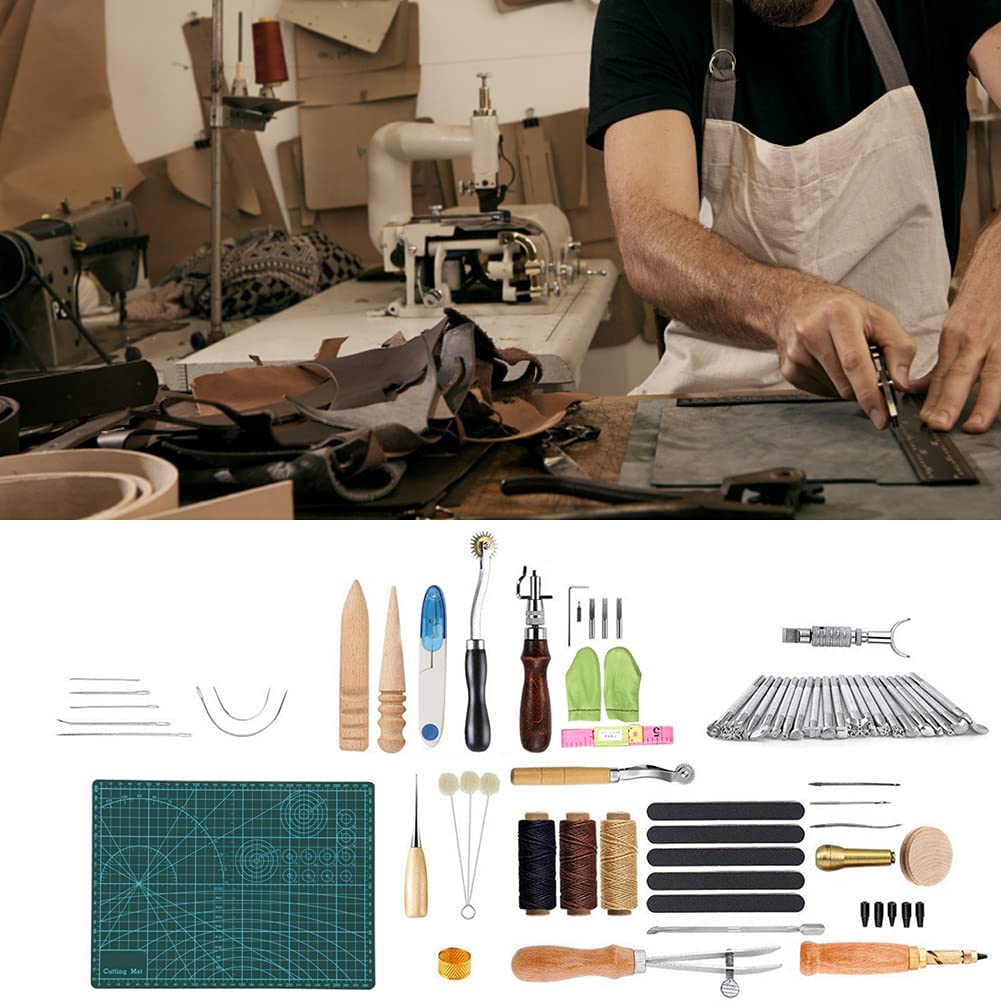 50pcs Leather Tools, Leather Sewing Kit, Hand-Work for Home Studio image 4