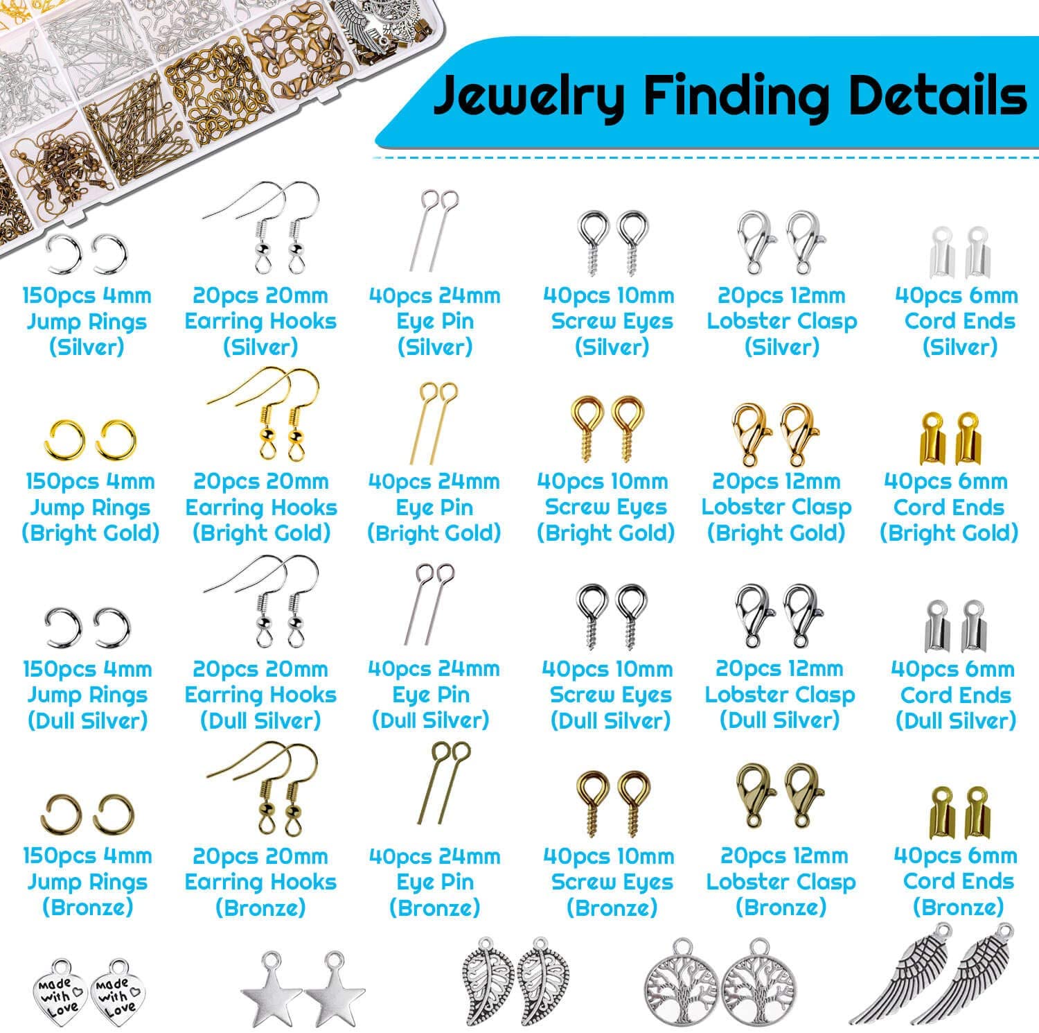 Jewelry Making Supplies, Shynek 1597pcs Jewelry Kit with Jewelry Pliers Tools Jewelry Wire and Jewelry Accessories for Earrings, Necklaces, Bracelets Jewelry Making and Repair image 2