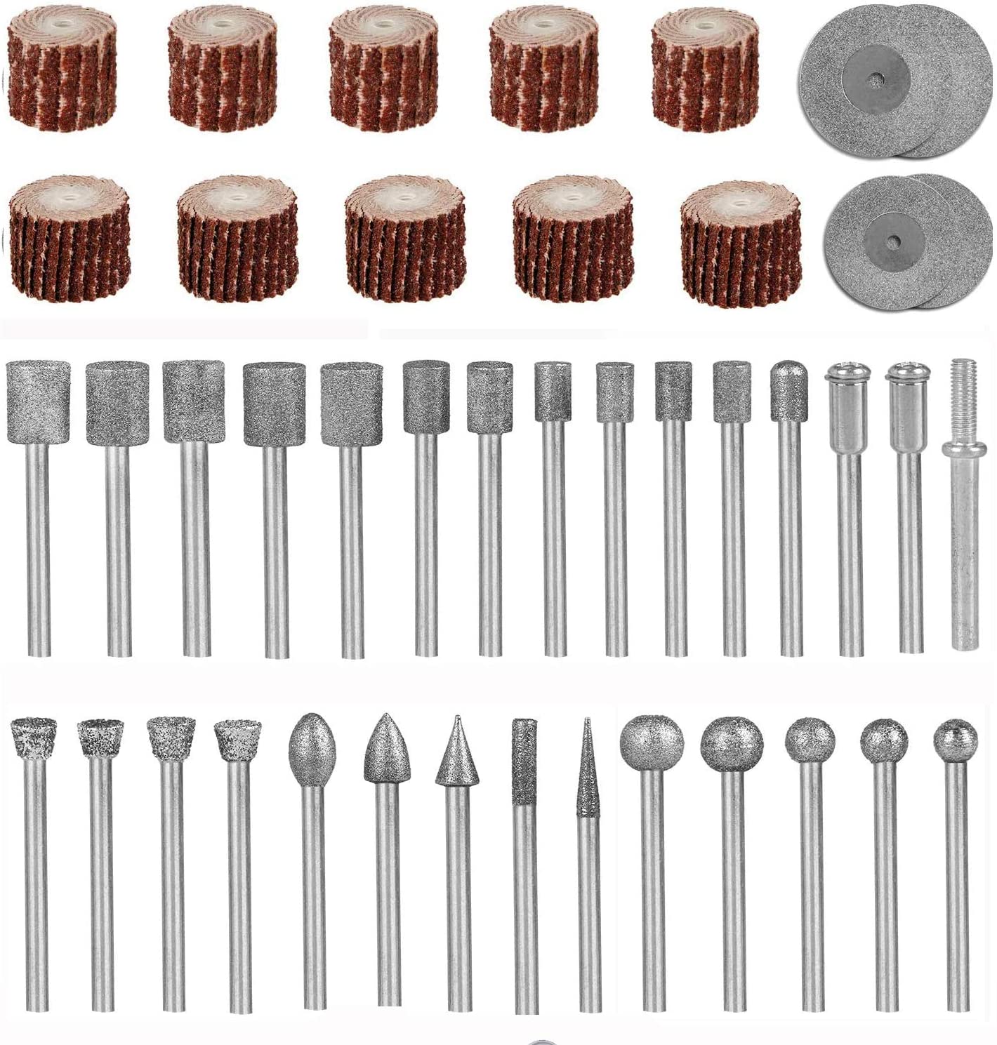 Stone Carving Set Polishing Rotary Tools Diamond Burr Accessories for Carving/Engraving Stone, Rocks, Jewelry, Glass, Ceramics For Rotary Tools image 0