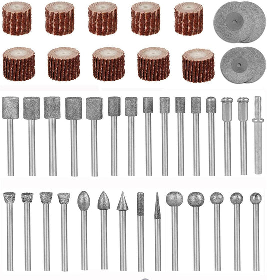 Stone Carving Set Polishing Rotary Tools Diamond Burr Accessories for Carving/Engraving Stone, Rocks, Jewelry, Glass, Ceramics For Rotary Tools image 0