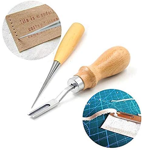 Citian Leather Tools Kit Stitching Punch Sewing Carft DIY Tool Carving Craft Saddle Working Groover and 18pcs for Hand Set Prong image 2