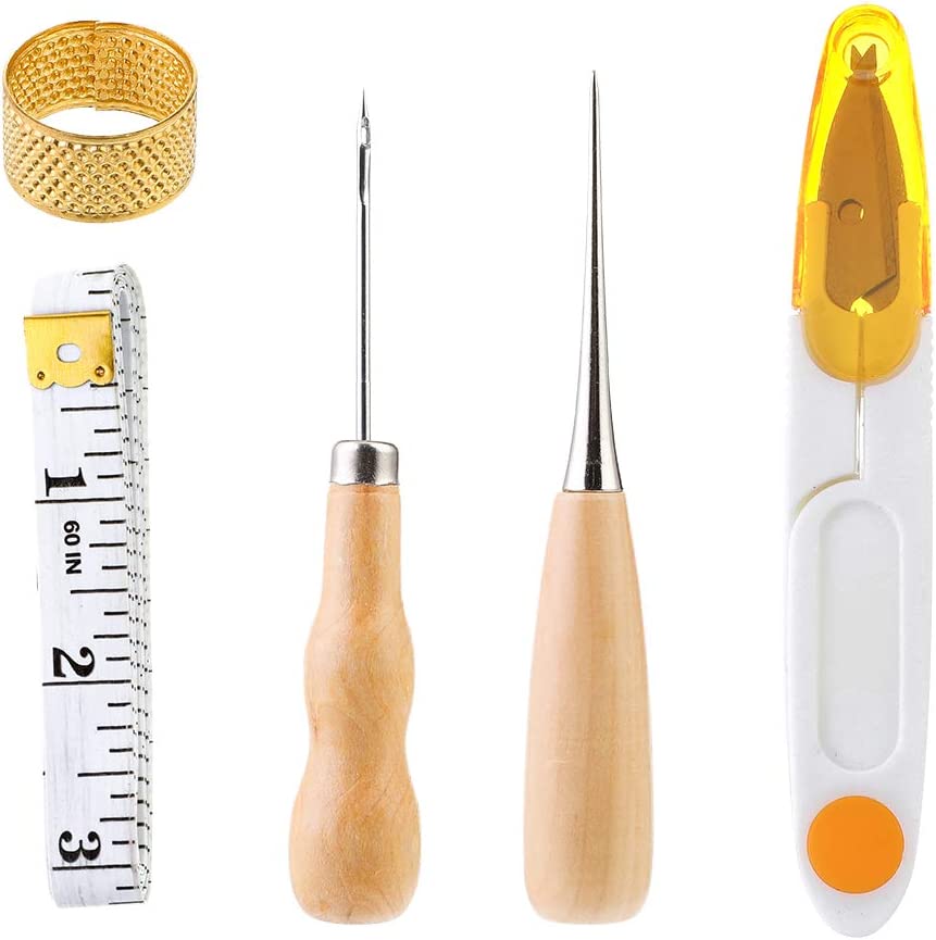 29 Pcs Upholstery Repair Kit, Leather Craft Tools Set Include Wax Thread&amp;Tape Measure&amp;Hand Sewing Needles&amp;Scissors&amp;Mid-Hole Cone&amp;Log Cone&amp;Copper Ring Thimble, Canvas DIY Tool Set for Leather Repair image 4