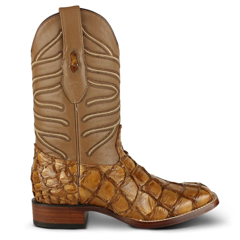 Los Altos Boots Mens #8221011 Wide Square Toe | Genuine Pirarucu Fish Boots | Color Oryx image 1