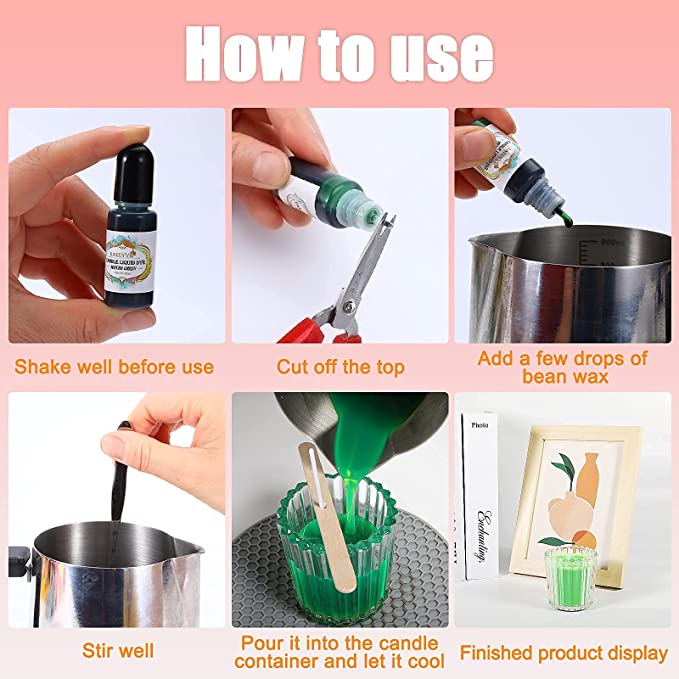 Candle Dyes, 24 Colors Candle Wax Dyes for Candle Making 0.35 oz (10ml), Candle Dyes Candle Making Kit for Soy Wax, Beeswax,Gel Wax image 4