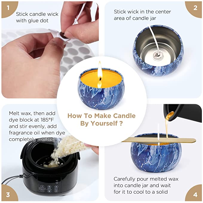 Candle Making Kit, Beeswax Candle Making kit for Adults, Candle Making Supplies with Non-Stick Pot and 4OZ Tin, DIY Full Flameless Wax Melter for Candle Making. image 4