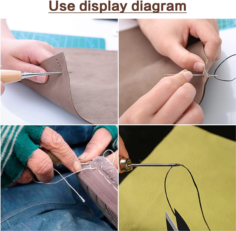 Leather Sewing Kit, Leather Working Tools and Supplies, Leather Working Kit with Large-Eye Stitching Needles, Waxed Thread, Leather Upholstery Repair Kit, Leather Sewing Tools for DIY Leather Craft image 4