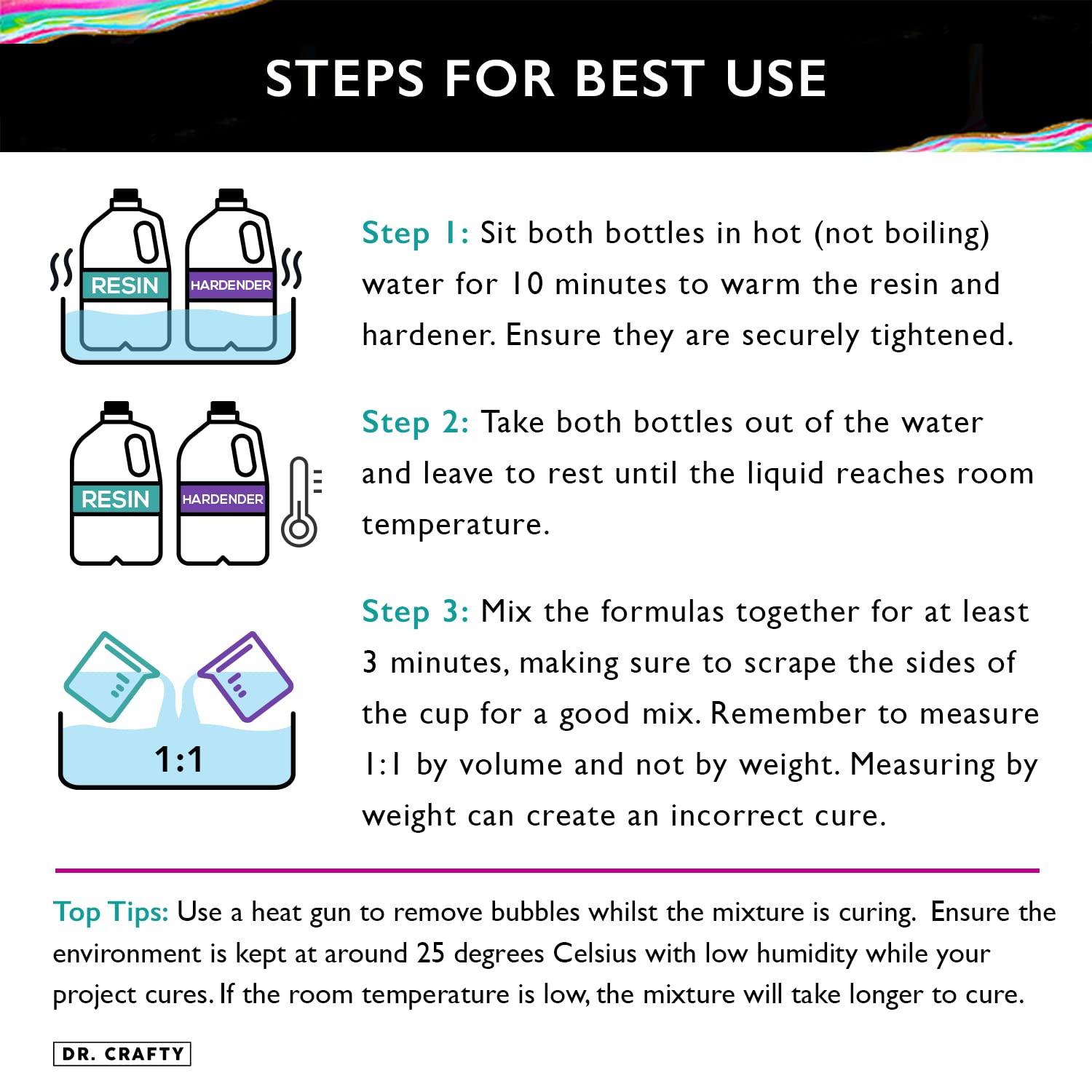 DR CRAFTY Clear Epoxy Resin - Deep Pour Epoxy Casting Resin Kit - Clear Epoxy Resin for Resin Molds, Table Top, Art Resin, Craft, Jewelry Casting, DIY, Tumblers &amp; Wood - 1 Gallon, 2 Part Resin Kit image 2