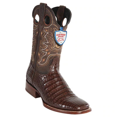 WILD WEST BOOTS #28248207 MEN'S | COLOR BROWN | MEN'S WILD WEST WIDE SQUARE TOE CAIMAN BELLY BOOTS HANDCRAFTED image 0