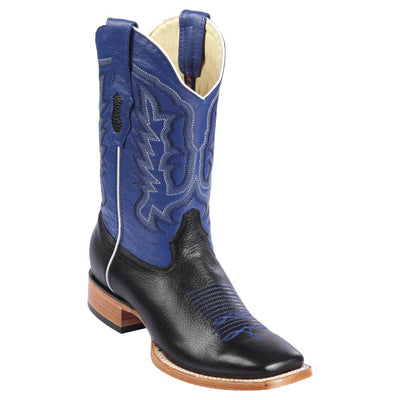 LOS ALTOS BOOTS MENS #8272705A WIDE SQUARE TOE | GENUINE GRISLY LEATHER BOOTS | COLOR BLACK AND BLUE (Copy) image 0