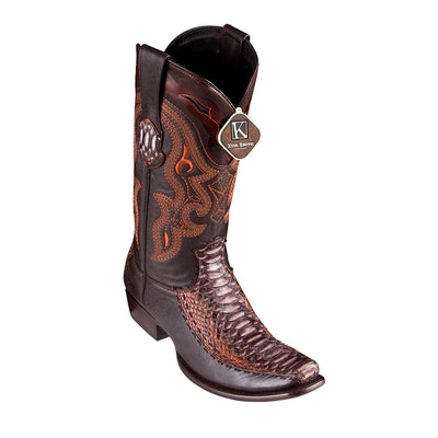 MEN'S KING EXOTIC PYTHON BOOTS WITH DEER DUBAI TOE HANDCRAFTED RUSTIC COGNAC (479F5788) image 0