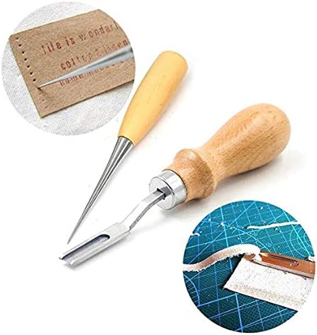 Pingle 18pcsLeather Tooling Kits,Leather Working Tools,Leather Craft Tool,Edge Stitching Groover Prong Punch for Carving Sewing,Leather Craft Punch Tools Kit,Stitching DIY Tool image 3