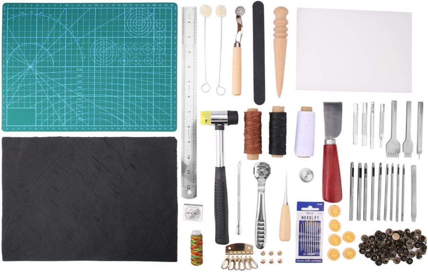 Fockety Leather Tool Kit, Professional Leather Tool Set, Sewing Leather Works Supplies Beginner Tool Set for Leather Canvas Cloth image 0
