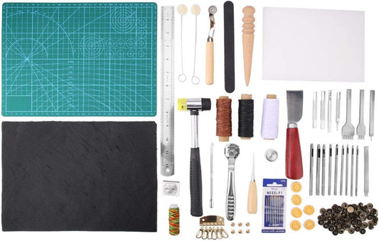 Fockety Leather Tool Kit, Professional Leather Tool Set, Sewing Leather Works Supplies Beginner Tool Set for Leather Canvas Cloth image 0