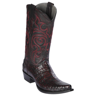 LOS ALTOS BOOTS MENS #948218 SNIP TOE | GENUINE CAIMAN BELLY BOOTS | COLOR BLACK CHERRY image 0