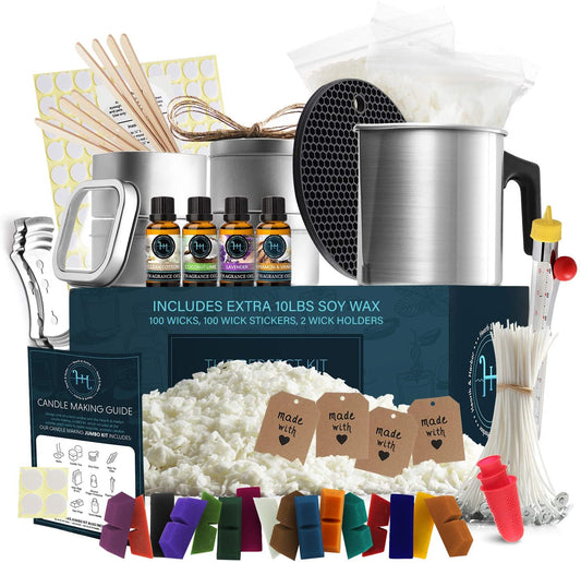 Hearth &amp; Harbor DIY Candle Making Kit for Adults and Kids, Candle Making Supplies, 12 Lbs. Soy Candle Wax Flakes, Complete Soy Candle Kit Making, Premium Candle Making Set image 0