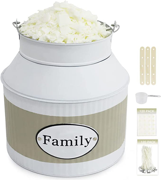 10 lbs Natural Soy Candle Wax &amp; Candle Making Supplies - DIY Candle Art &amp; Craft Tools - 3 Candle Wicks Holder, Soy Wax, 120 Candle Wicks and Spoon image 0
