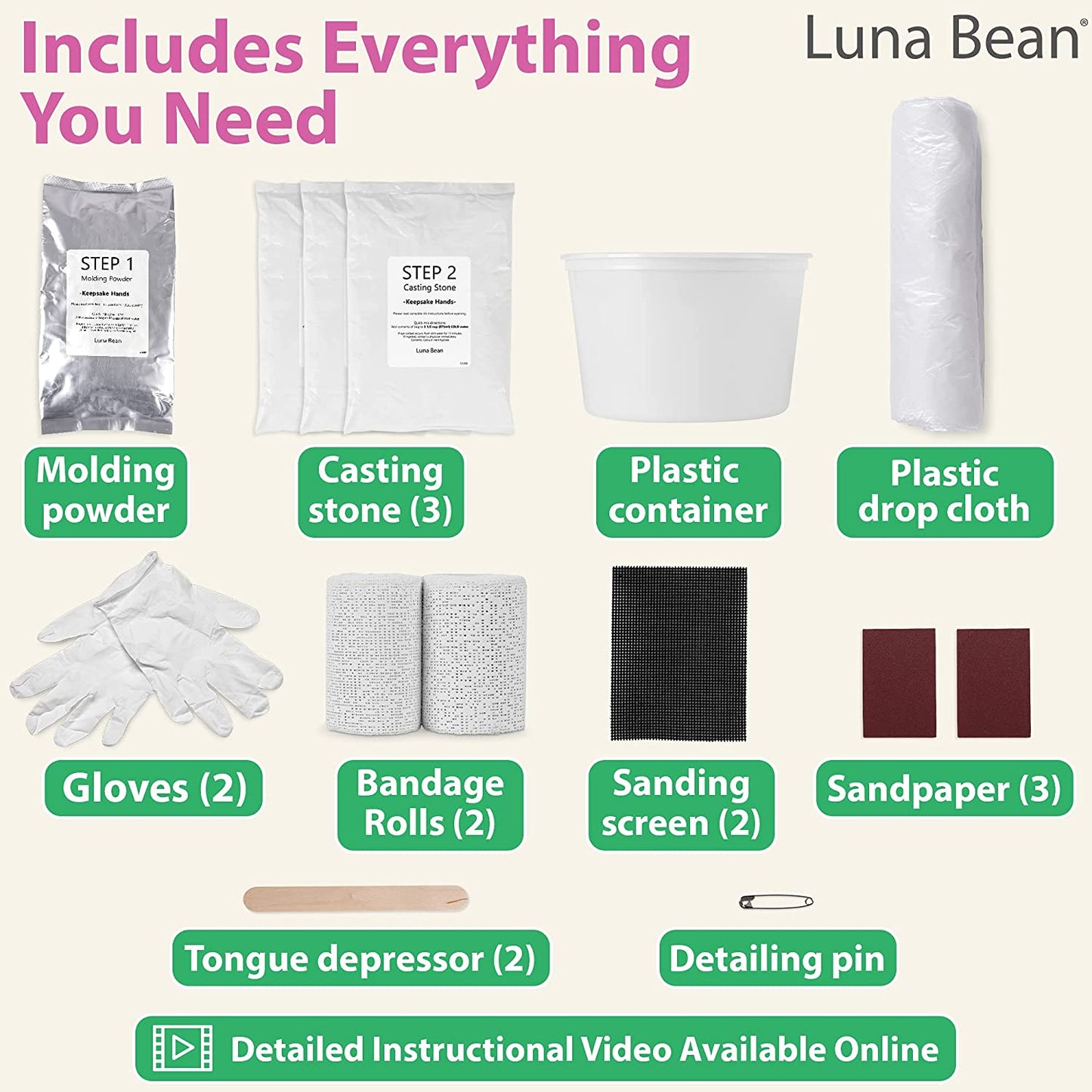 Luna Bean Intertwined Family Size Plaster Hand Mold Casting Kit - Perfect for Adults &amp; Kids DIY Kits - (Cast up to 6 Hands) image 4