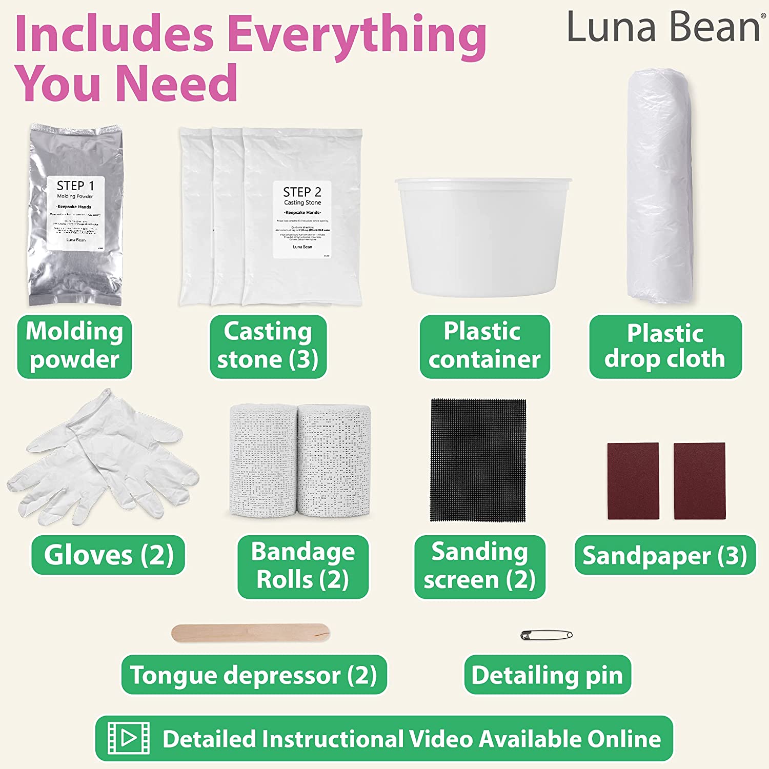 Luna Bean Intertwined Family Size Plaster Hand Mold Casting Kit - Perfect for Adults &amp; Kids DIY Kits - (Cast up to 6 Hands) image 4
