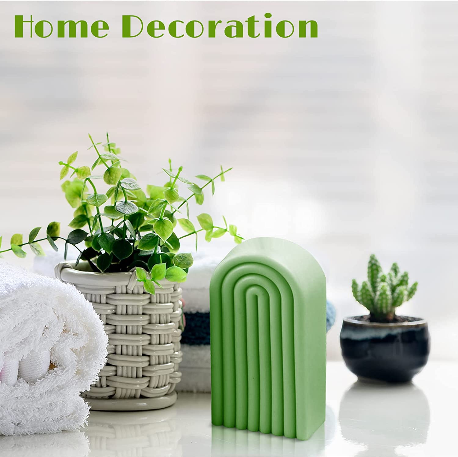 ONNPNN Geometric Rainbow Candle Mold, Striped U-Shaped Silicone Mold, Simple Lines Plaster Epoxy Molds, Abstract Architectural Resin Moulds for Lotion Bar Bath Bomb Clay Handicrafts Home Decoration image 1