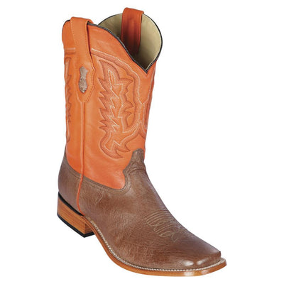 LOS ALTOS BOOTS MENS #8279772 WIDE SQUARE TOE | GENUINE SMOOTH OSTRICH LEATHER BOOTS | COLOR MOCHA image 0