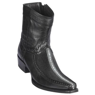 LOS ALTOS BOOTS MENS #76BF1105 LOW SHAFT EUROPEAN SQUARE TOE | GENUINE ROWSTONE STINGRAY AND DEER BOOTS | COLOR BLACK image 0