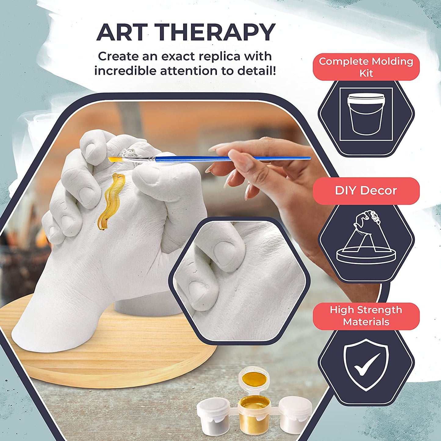 Hand Casting Kit - Complete Hand Molding with Plaster, Bucket, Gloves, Finishing Tools, Display Stand, Instructions &amp; More! - Hand Mold Kit Couples &amp; All Ages Can DIY to Preserve Sculpture Memories image 6