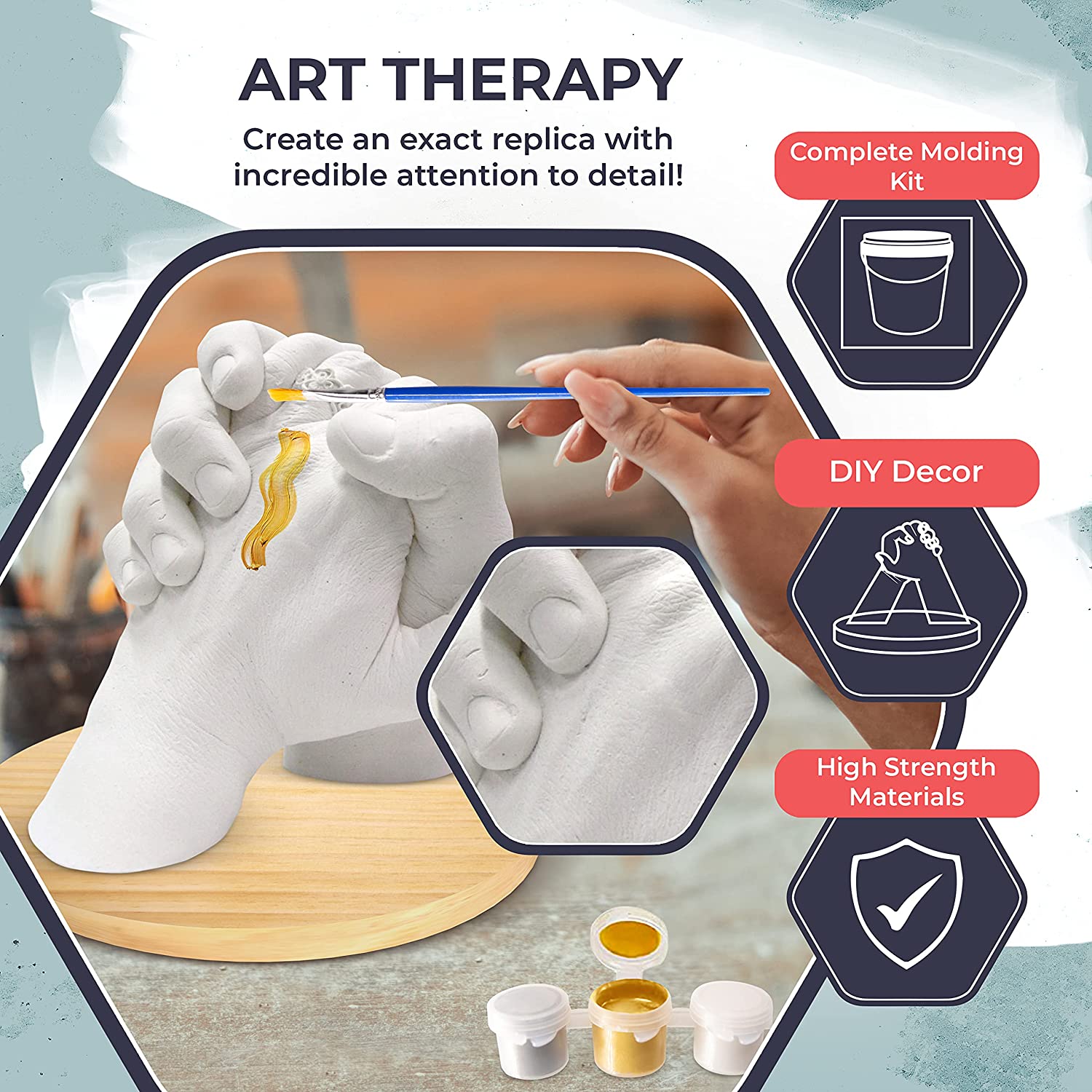 Hand Casting Kit - Complete Hand Molding with Plaster, Bucket, Gloves, Finishing Tools, Display Stand, Instructions &amp; More! - Hand Mold Kit Couples &amp; All Ages Can DIY to Preserve Sculpture Memories image 6