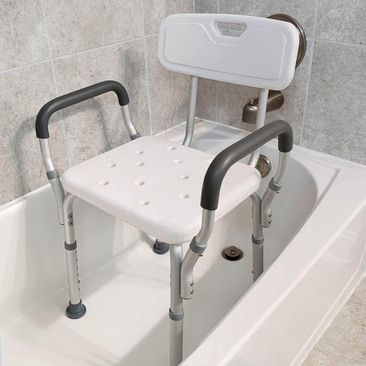 Vaunn Medical Tool-Free Assembly Spa Bathtub Shower Lift Chair, Portable Bath Seat, Adjustable Shower Bench, White Bathtub Lift Chair with Arms image 2