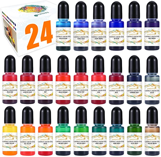 Candle Dyes, 24 Colors Candle Wax Dyes for Candle Making 0.35 oz (10ml), Candle Dyes Candle Making Kit for Soy Wax, Beeswax,Gel Wax image 0
