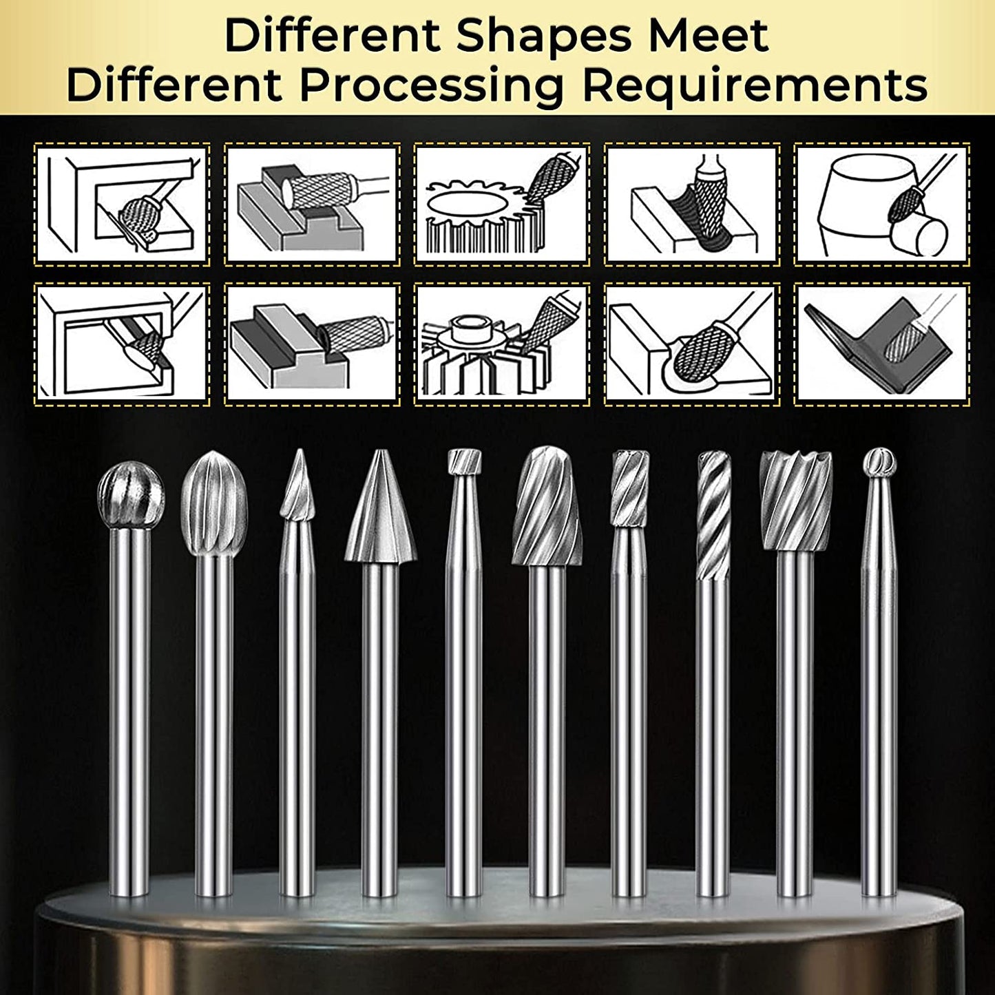 Tonsiki 20PCS Wood Carving Bits Set, 1/8 Inch(3mm) Shank Tungsten Carbide Rotary Tools Accessories for DIY Woodworking, Engraving, Grooving, Polishing, Suitable for Most Rotary Tools image 2