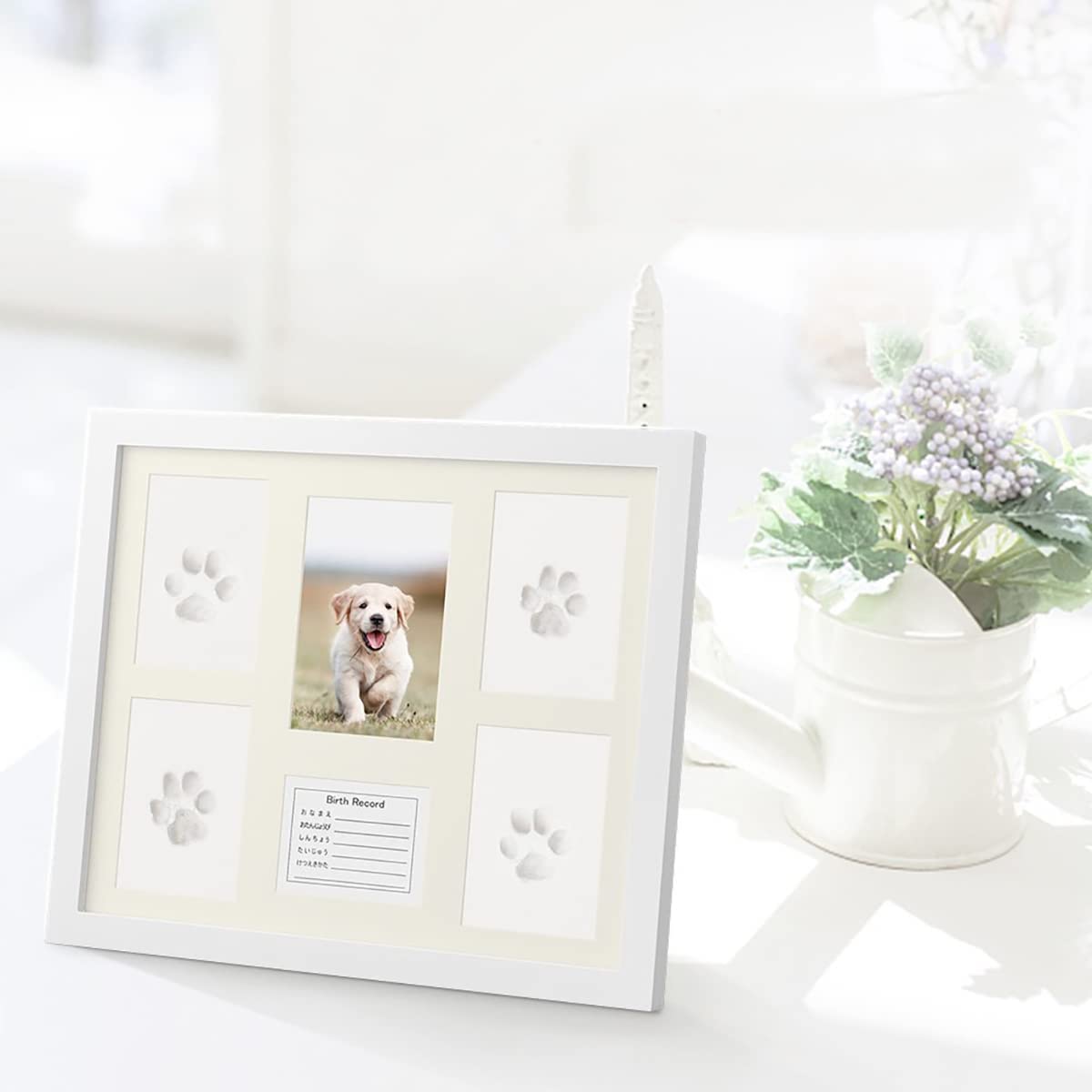 Baby Clay Handprint Footprint Kit, Newborn Picture Frame Shower Gifts Nursery Decor, Hand Foot Impression Photo Keepsake for Girls Boys image 3