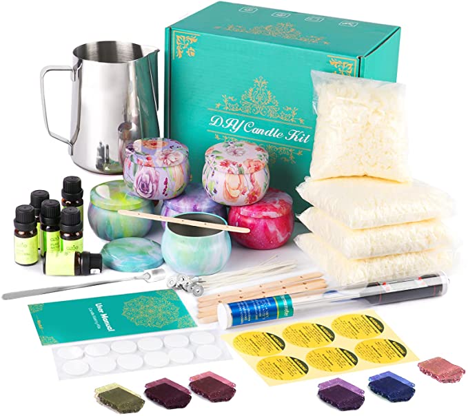 Soy Wax Candle Making Kit - Craft Gifts Supplies for Kids Adults Including 2LB Soy Wax, 6 Rich Scents, 6 Dyes, 6 Tins Wicks, 900ML Melting Pot and More image 0