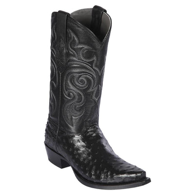 LOS ALTOS BOOTS MENS #940305 SNIP TOE | GENUINE FULL QUILL OSTRICH BOOTS | COLOR BLACK image 0