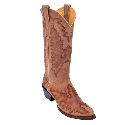 WOMEN'S LOS ALTOS SNIP TOE LEATHER BOOTS WITH HAND EMBROIDERY | COLOR ORYX (345011) image 0