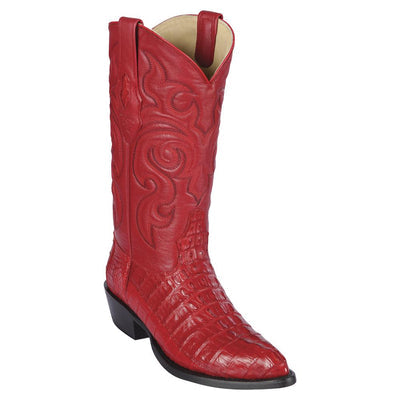 LOS ALTOS BOOTS MENS #990112 J TOE | GENUINE CAIMAN TAIL BOOTS | COLOR RED image 0