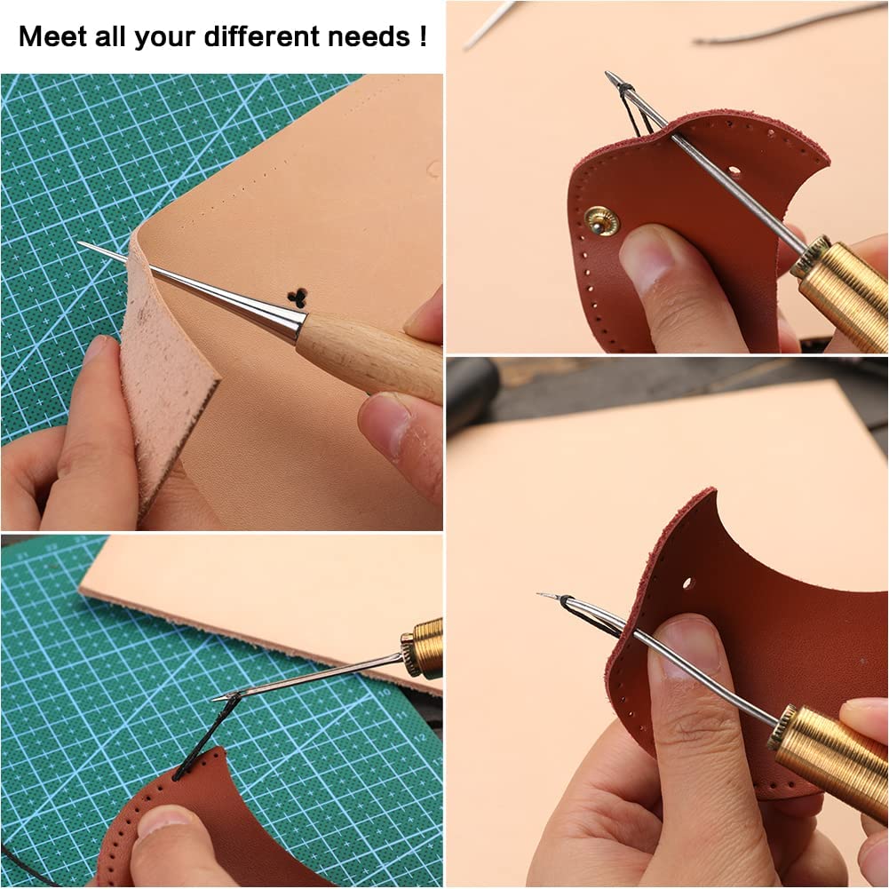 BUTUZE Practical Leather Tools 60 PCS Complete Craft Sewing Kit, Upholstery Sewing Kit for Beginner/Professional- Leather Crafting Kit for Bookbinding, Sewing, Leather Working, Leather Making image 3